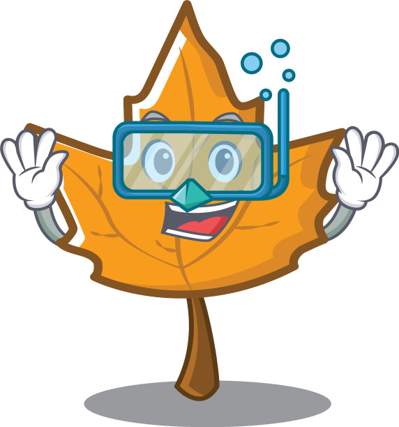 跳水枫叶卡通人物风格图片下载