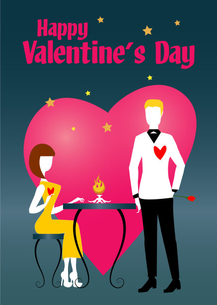 情人节的情侣们在等待晚餐图片下载