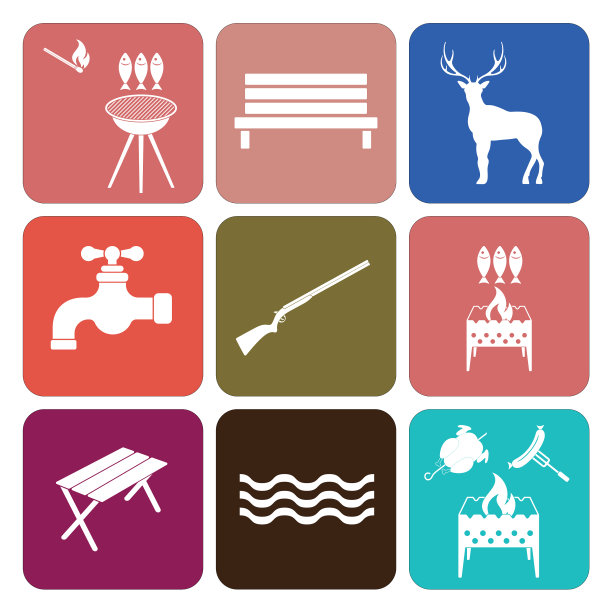 一套露营设备图标图片下载