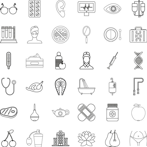 女性健康图标设置轮廓风格图片下载