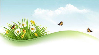 大自然的背景有草和花图片下载