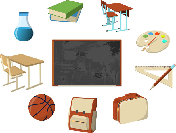 集学校用品图标和标志孤立图片下载
