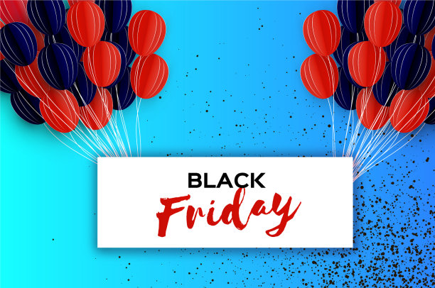黑色星期五的促销横幅气球剪纸图片下载