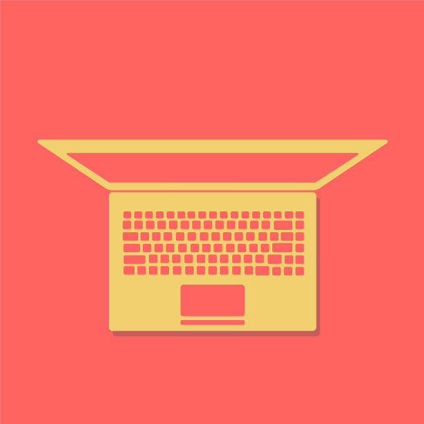 笔记本电脑与空白屏幕隔离在红色图片下载