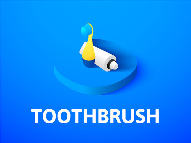 牙刷等距图标孤立的颜色图片下载