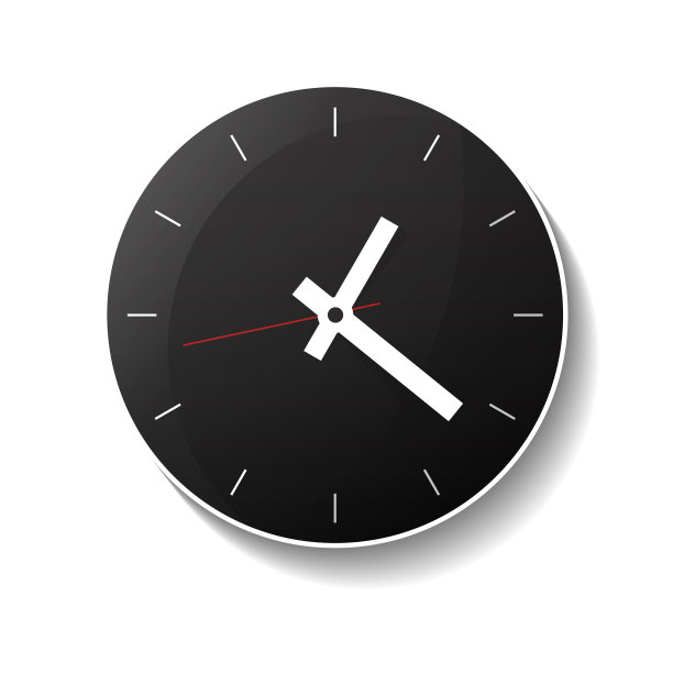 经典的圆形黑色挂钟图标图片下载