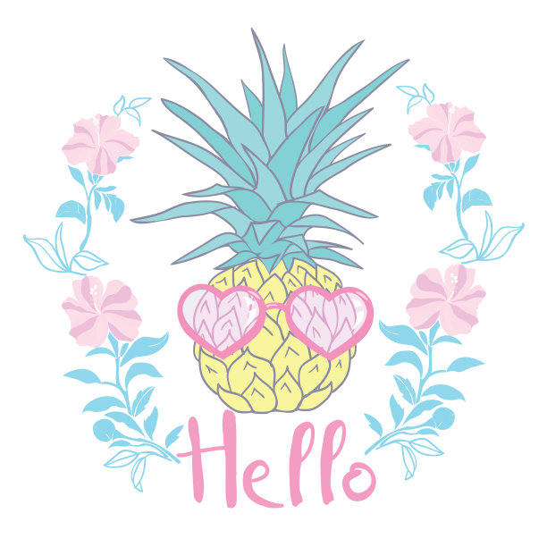 菠萝配眼镜，热带风情设计图片下载