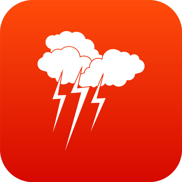 云与闪电的图标数字红色图片下载