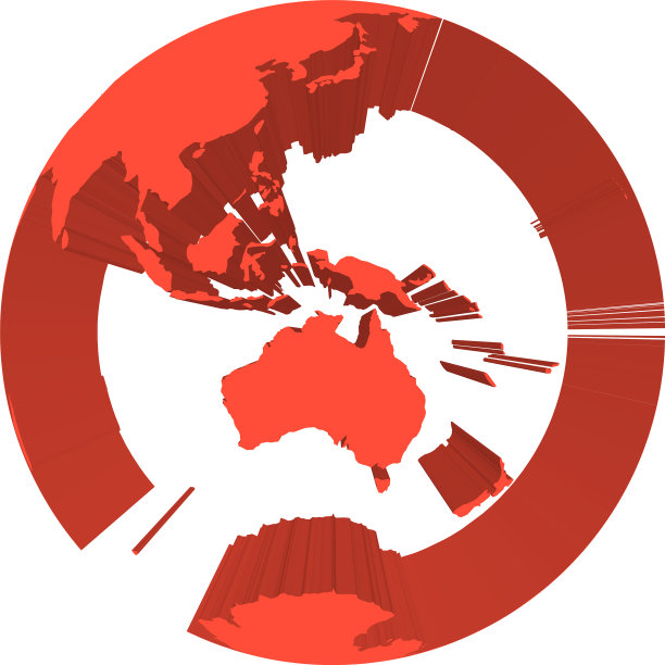 地球模型与红色挤压地聚焦图片下载