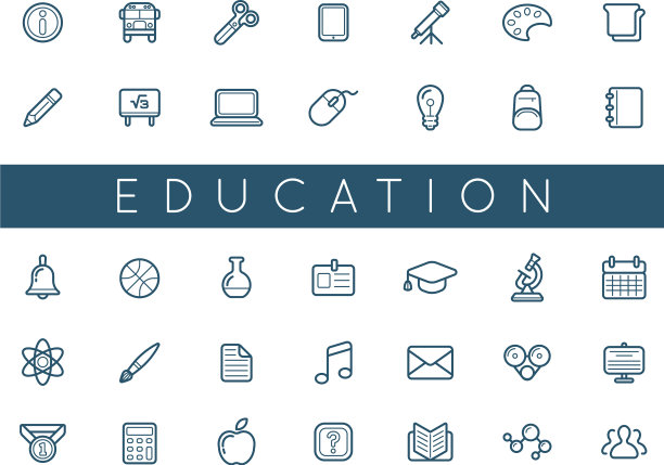 一组教育图标可以作为标志或图片下载