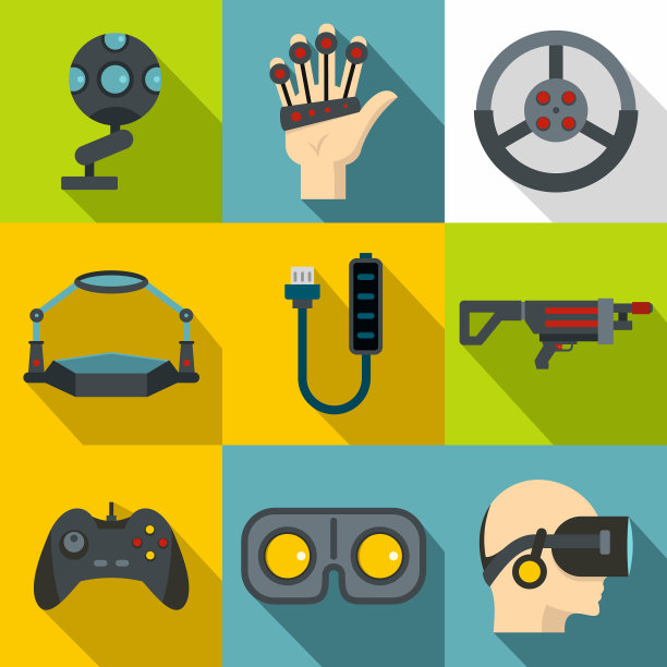 未来现实图标设置平面风格图片下载