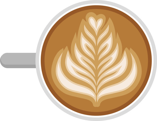 一杯罗塞塔拿铁艺术卡布奇诺俯视图图片下载