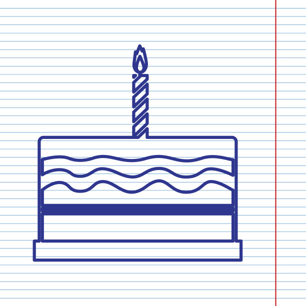 生日蛋糕上的海军蓝线图标图片下载
