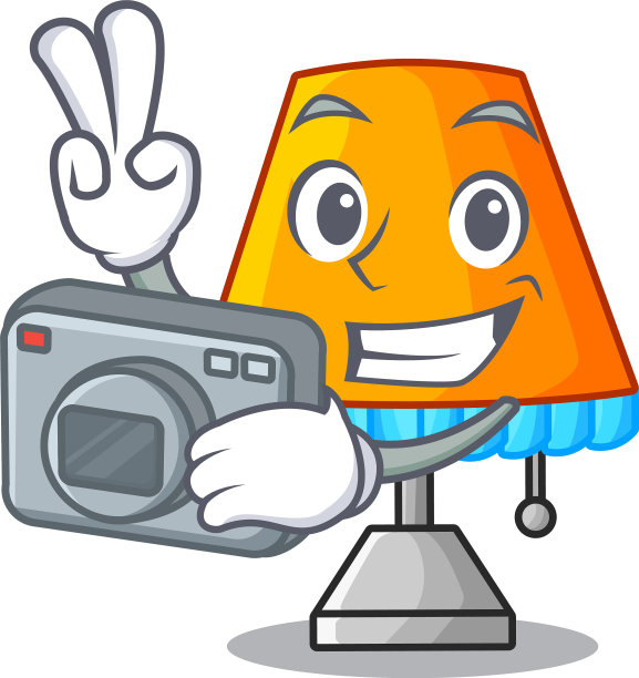 摄影师在卡通装饰台灯图片下载