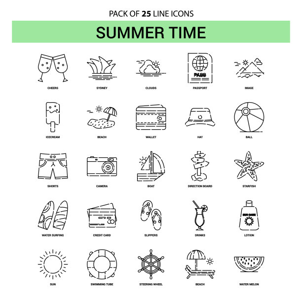 夏季时间线图标设置- 25虚线轮廓图片下载