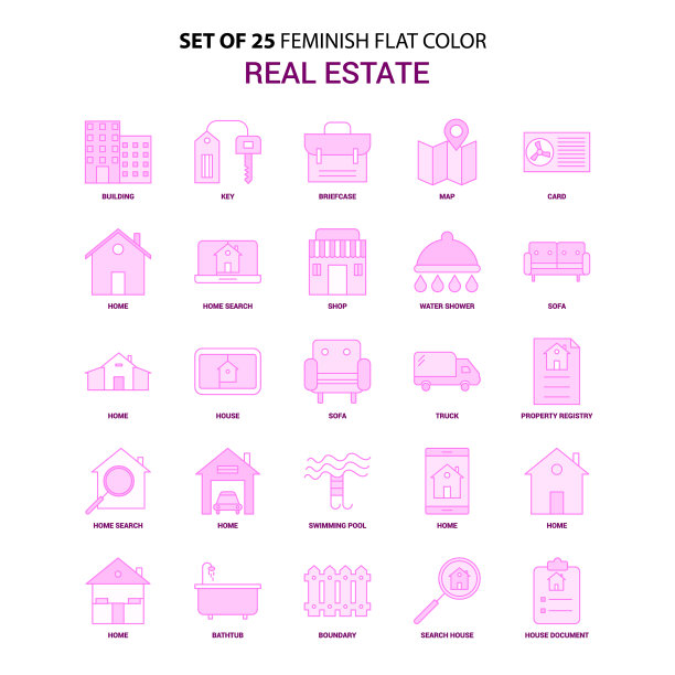 套25女性房地产平面颜色粉红色图片下载