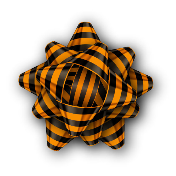 礼物鞠躬与现实的阴影。圣乔治黑橙相间的丝带。9五月-胜利日模板。矢量图图片下载