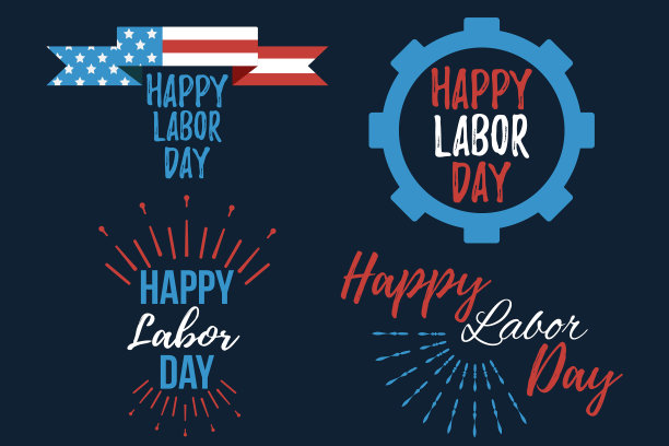 一套快乐劳动节横幅和礼品卡图片下载