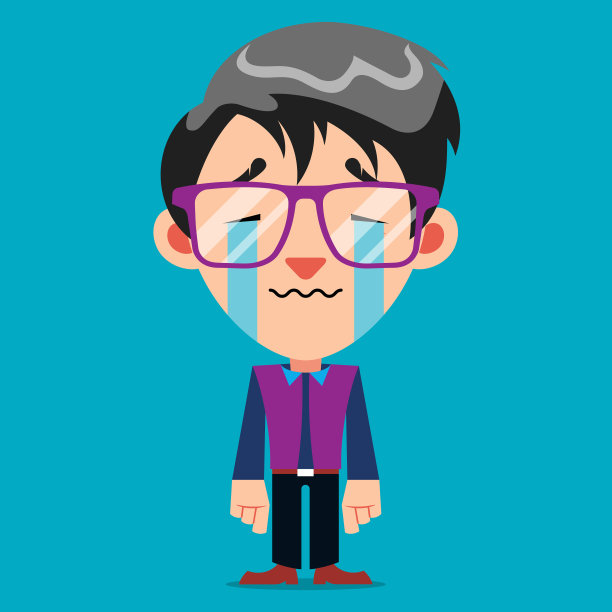 戴着眼镜哭泣的卡通人物图片下载