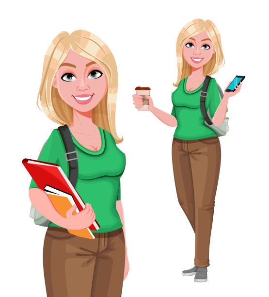 年轻快乐的学生女孩素材图片