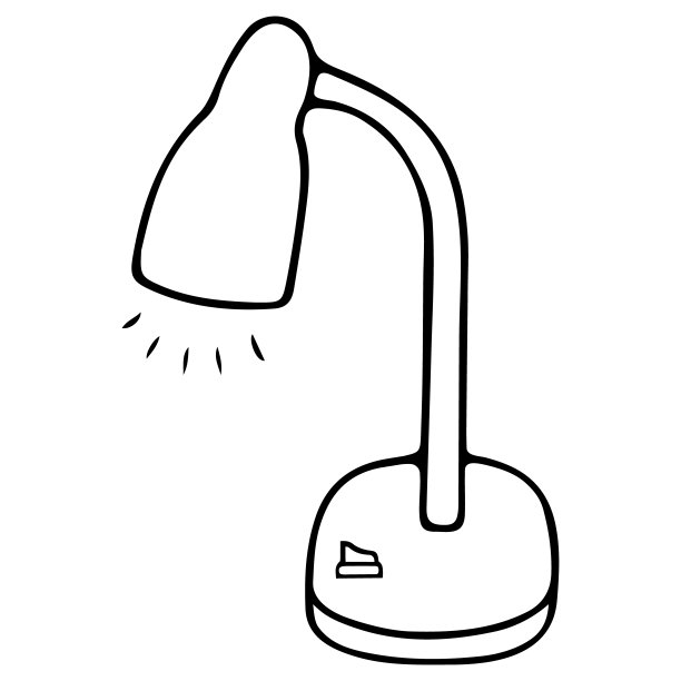 台灯。照亮桌面的工具。家庭内部的主题。矢量插图涂鸦风格。一个孤立背景上的轮廓。草图。图片下载