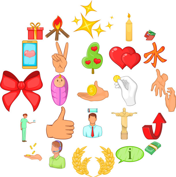 护理帮助图标设置卡通风格图片下载