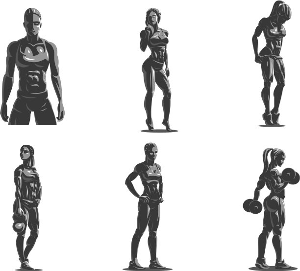 女性健身徽章套装图片下载