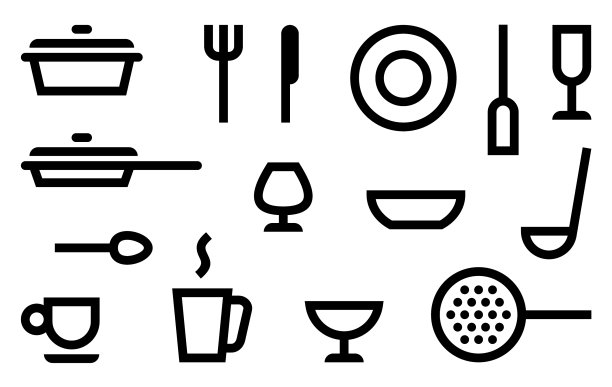 简约烹饪厨具符号图片下载
