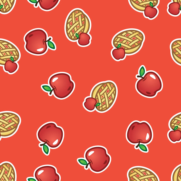 图案苹果派上红色背景的甜和图片下载