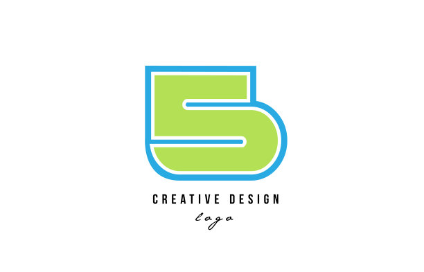 蓝色绿色数字5标志图标设计图片下载