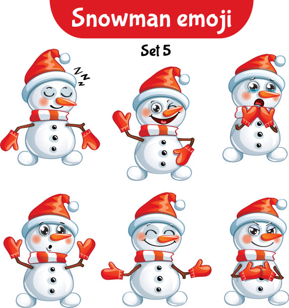 一套可爱的雪人人物设置5图片下载
