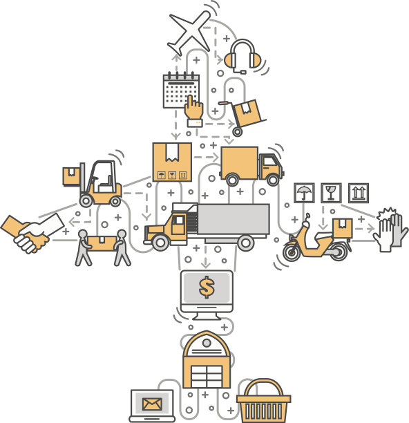 物流概念平面线条艺术图片下载