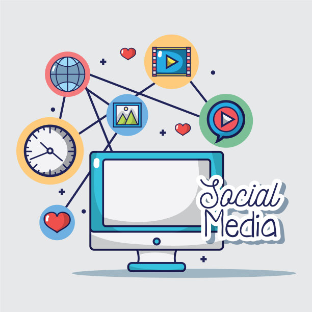 社交媒体网络连接元素图片下载