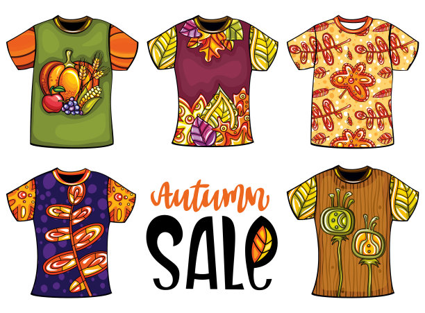 一套模板t恤的男人和女人图片下载