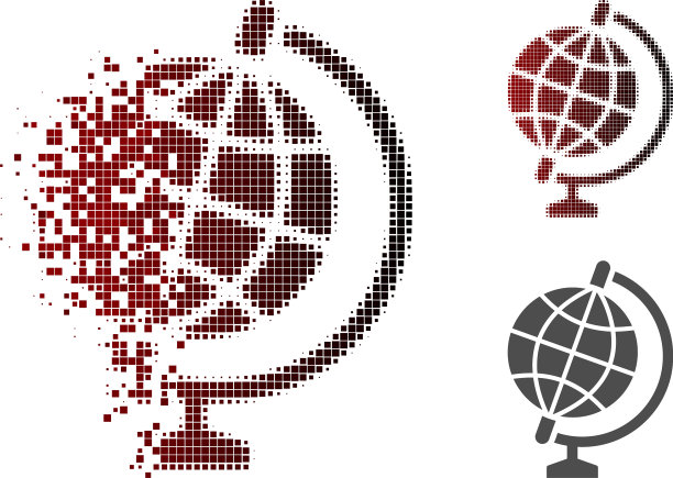 溶解像素半色调地球仪图标图片下载