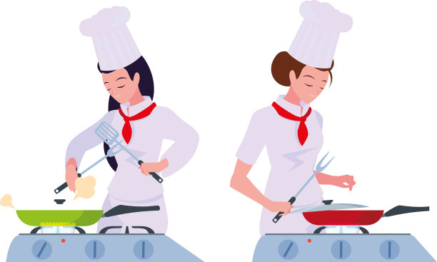 女厨师烹饪插画图片下载