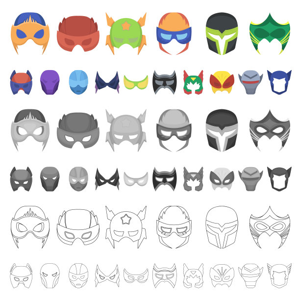 嘉年华面具卡通图标集合图片下载