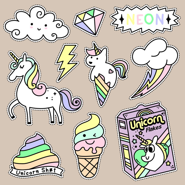 一套装饰时尚徽章或别针图片下载