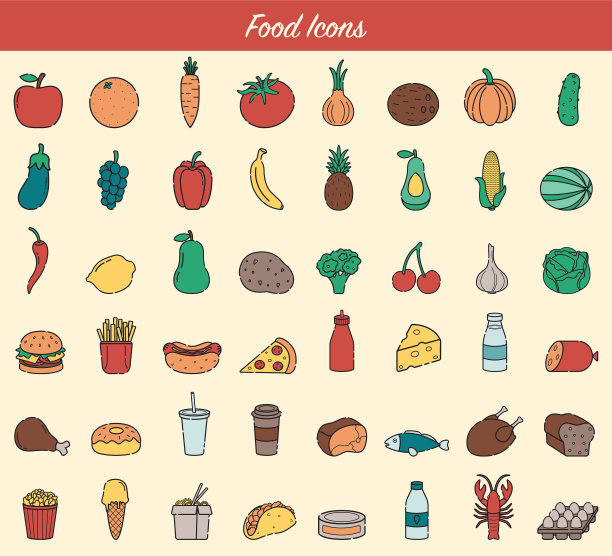 食物和饮料图标水果蔬菜快图片下载