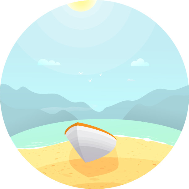船在海滩上，五彩缤纷的风景与云图片下载