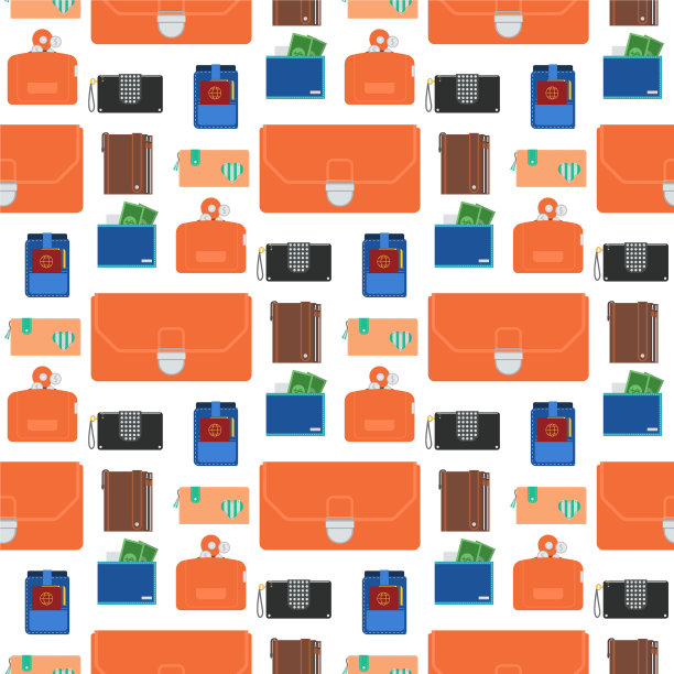 钱包与钱夹无缝图案图片下载