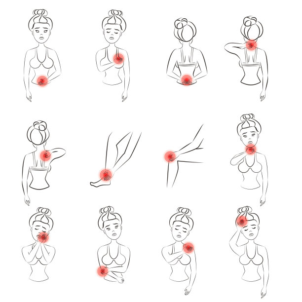 女性疼痛套装轮廓图片下载