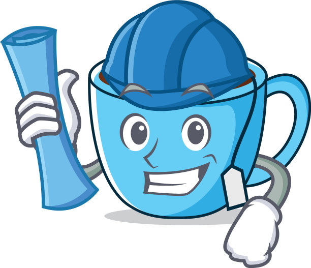 建筑师茶杯人物卡通图片下载