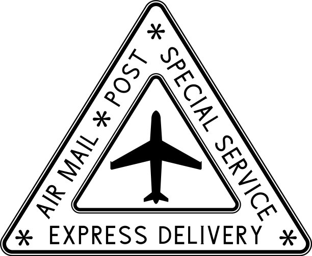 航空邮件三角形黑色邮戳图片下载