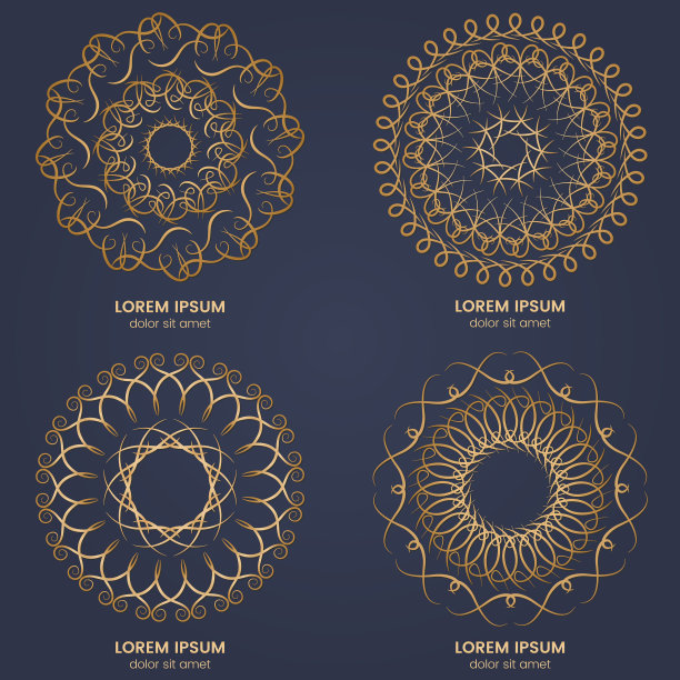 四套复古几何圆形元素图片下载