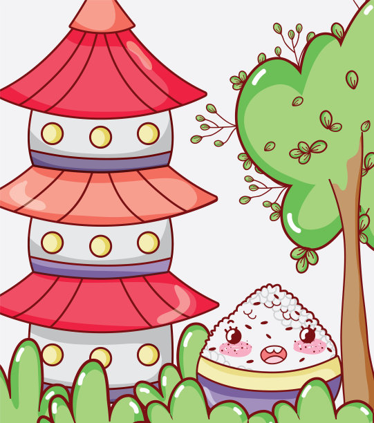 亚洲食物可爱可爱的卡通图片下载