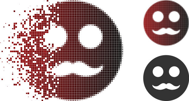 损坏像素半色调绅士微笑图标图片下载