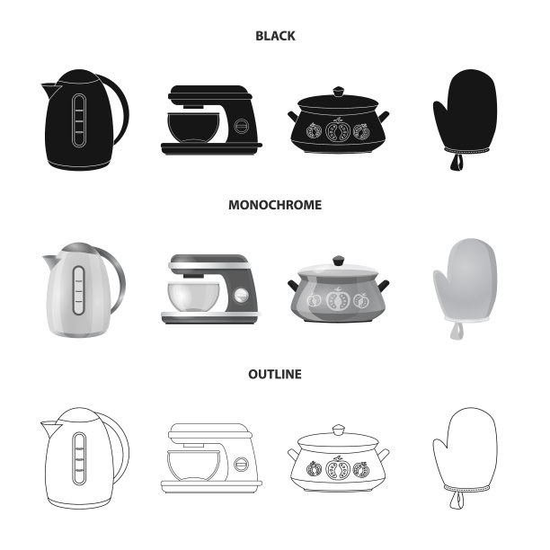 厨房和厨师标识的孤立对象图片下载