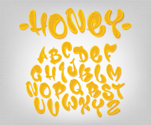 蜂蜜手绘排版甜蜜的字母表图片下载
