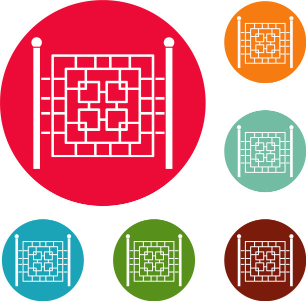 围栏与金属方形图标圈设置图片下载